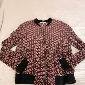 Wild Diva Red and Black Floral Lightweight Bomber Jacket